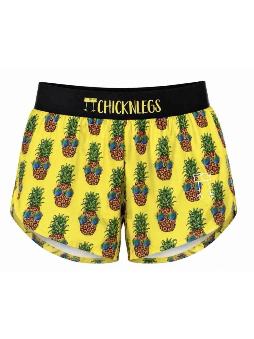 ChicknLegs Women's Activewear Running Shorts Size Medium Yellow Pineapple